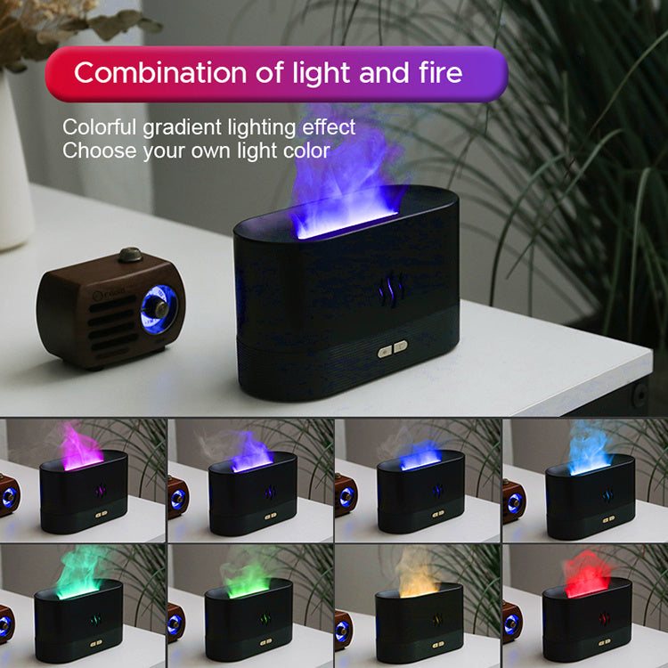 USB Ultrasonic Flame Humidifier Led RGB Colorful Essential Oil Fire Flame Aroma Diffuser