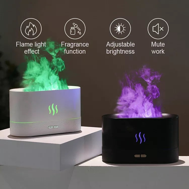 USB Ultrasonic Flame Humidifier Led RGB Colorful Essential Oil Fire Flame Aroma Diffuser